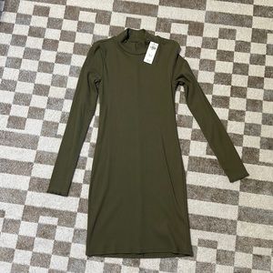 Bodycon mock neck mini dress Abercrombie & fitch new with tags olive green
